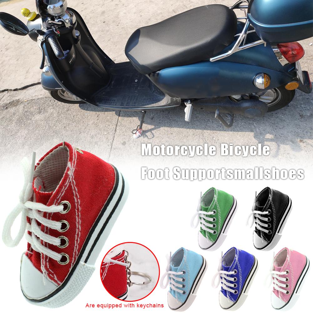Motorcykel cykel fodstøtte små sko elbil stativ indretning cykel sidestativ kickstand lærred sko mini sko nøglering