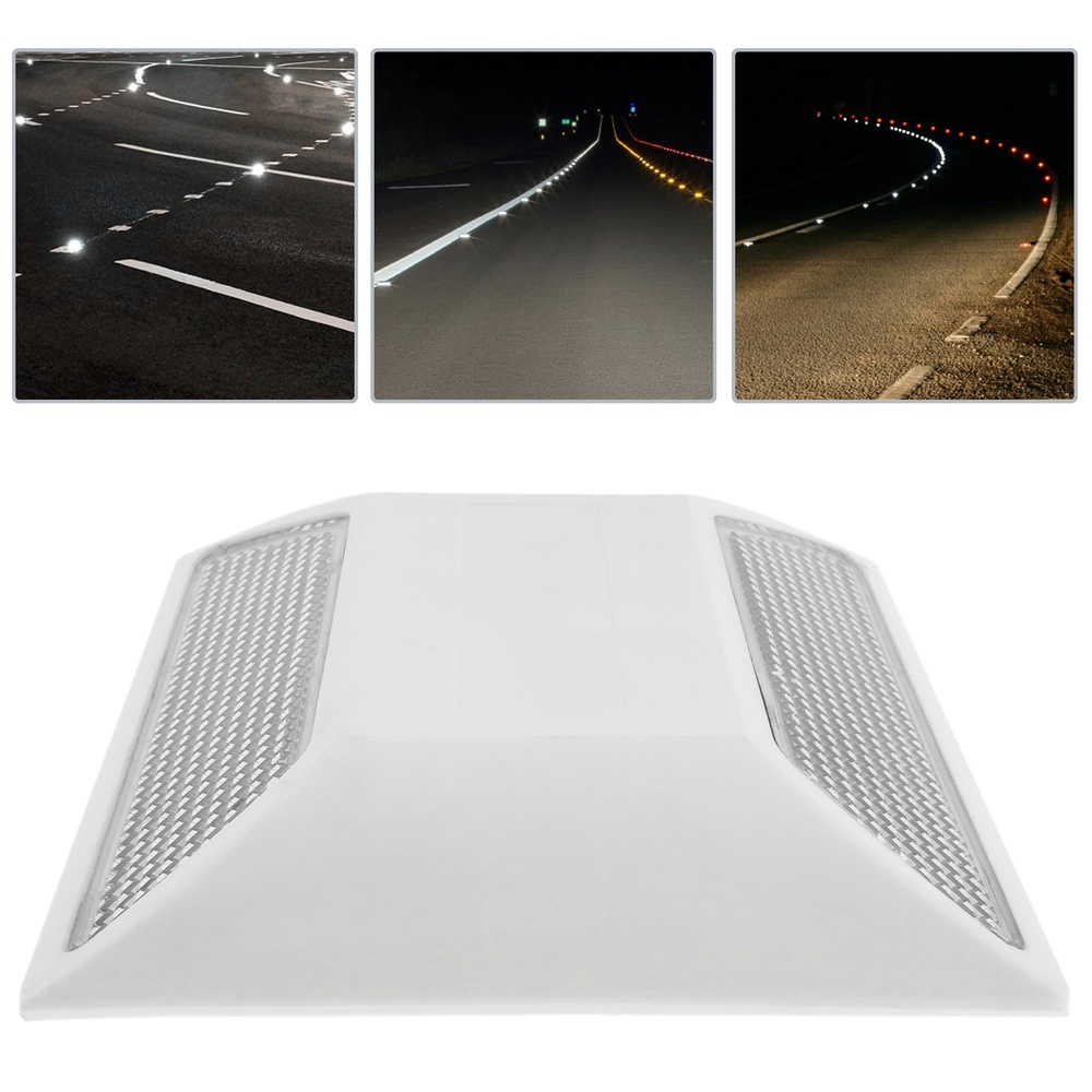 PrimeMatik - Reflector de carretera de 100 x 100 mm. Captafaros para suelo de plástico blanco