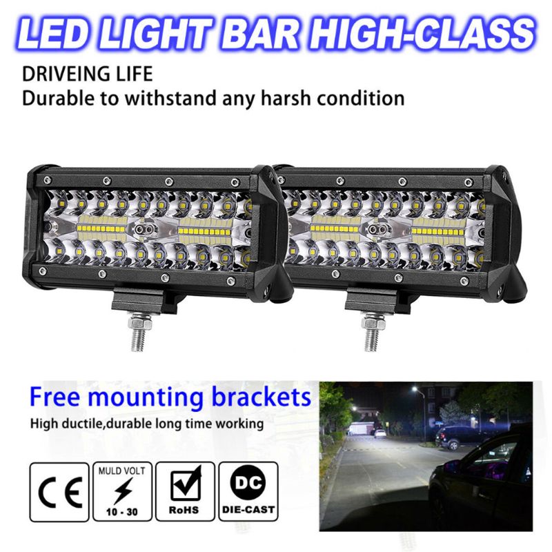 1Pc 7" 400W LED Work Light Long Bar Flood Spot Beam Waterproof Offroad 4WD Drive