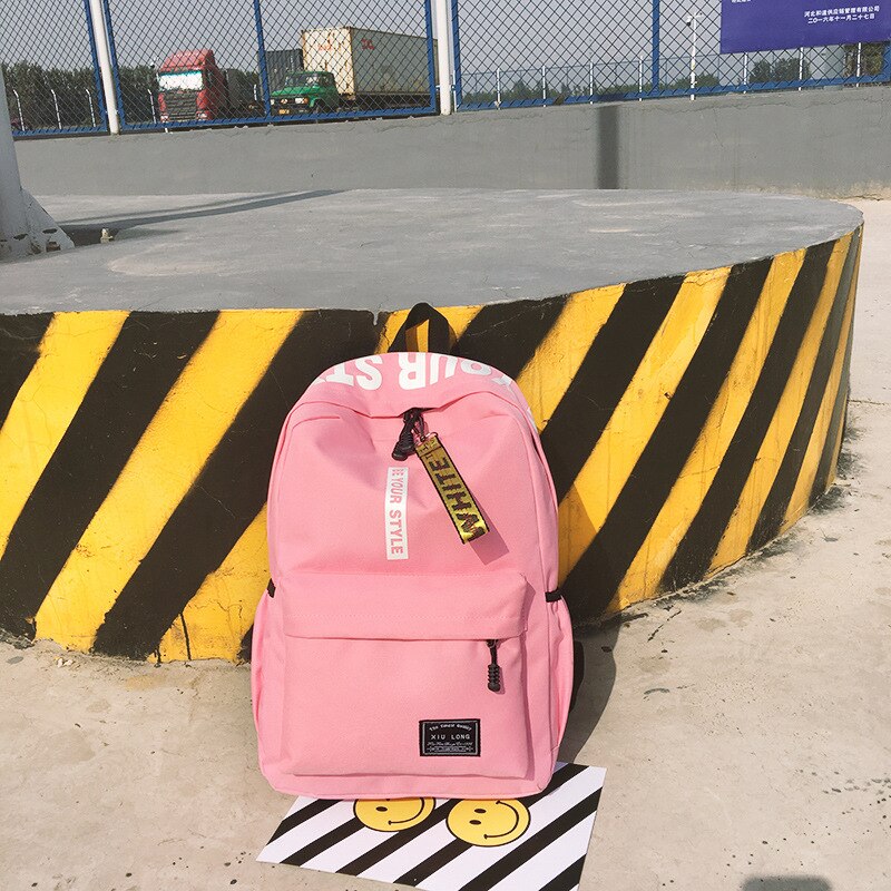 Brand College Style Backpack Big Girls Bag Letter Ribbon Travel Backpack Men And Women Couples Student Bag Bagpack: G