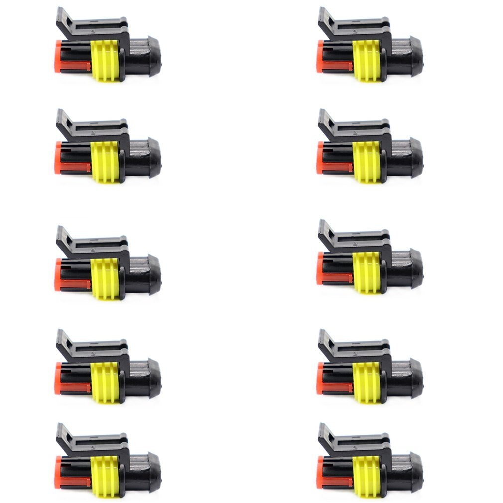 10 Kit 2 Pin Way Sealed Waterproof Electrical Connector Plug Terminal Connector Plug Set For Motorcycle Scooter Truck Boat