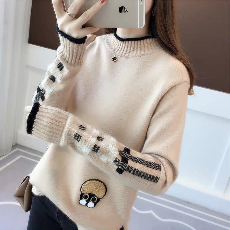 Winter Postpartale Frauen Stillzeit Kleidung Plaid Langarm Rollkragen Stillen Pullover Pflege Stricken Pullover
