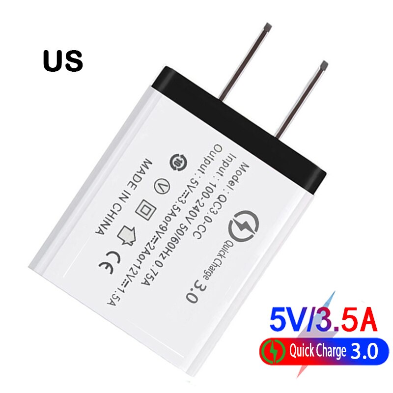 18W US EU Portable Mobile Phone Charger QC 3.0 Fast Charger Adapte For iphone Samsung Huawei Xiaomi: US Black