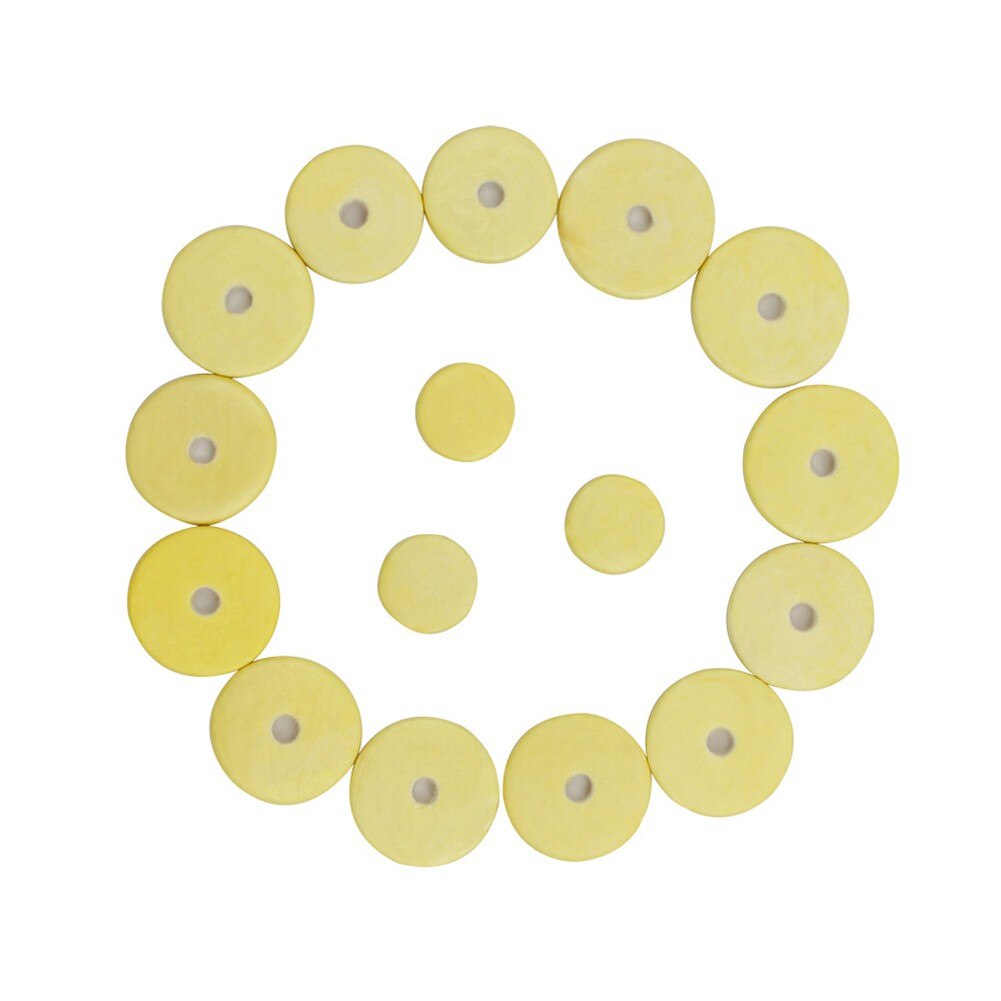 16er- pack flötenpolster, flötenlederpolster, gelbes flötenleder, instrumentenzubehör, polster für musikinstrumente