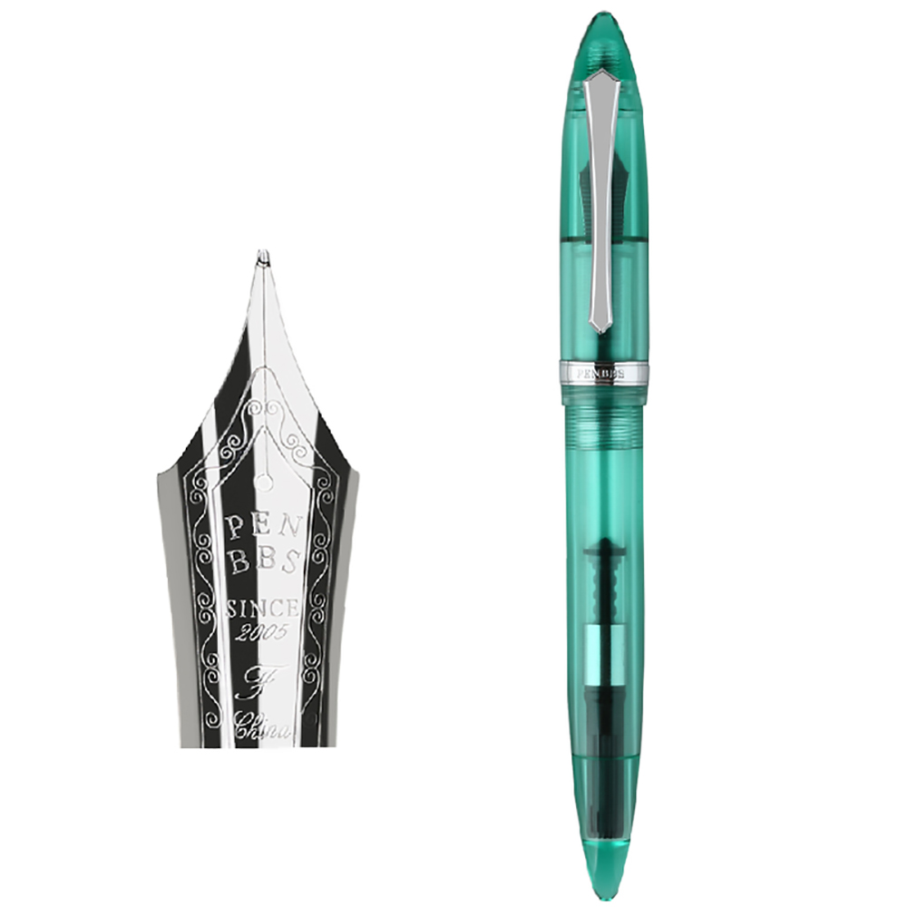 PENBBS 480 Acrylic Fountain Pen Iridium Fine Nib 0.5mm Silver Clip with Box Beautiful Writing Ink Pen for Office Business: Transparent Green