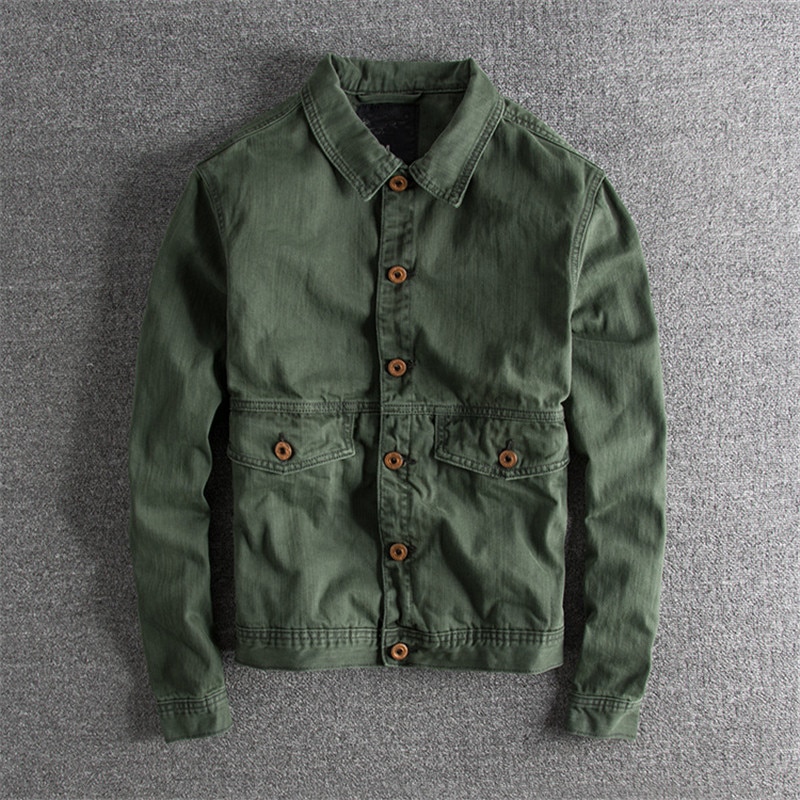 In-yeson märke jeansjacka herr grå army färg slim fit rock jeansjackor tvättade vintage jeansjacka för män