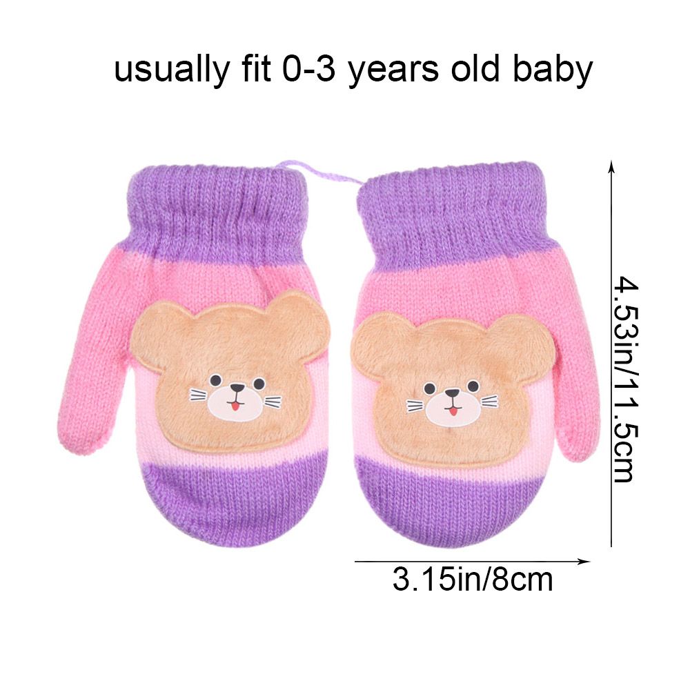 Guantes de lana con cuerda para niños y niñas de 0 a 3 años, manoplas de punto, guantes de invierno