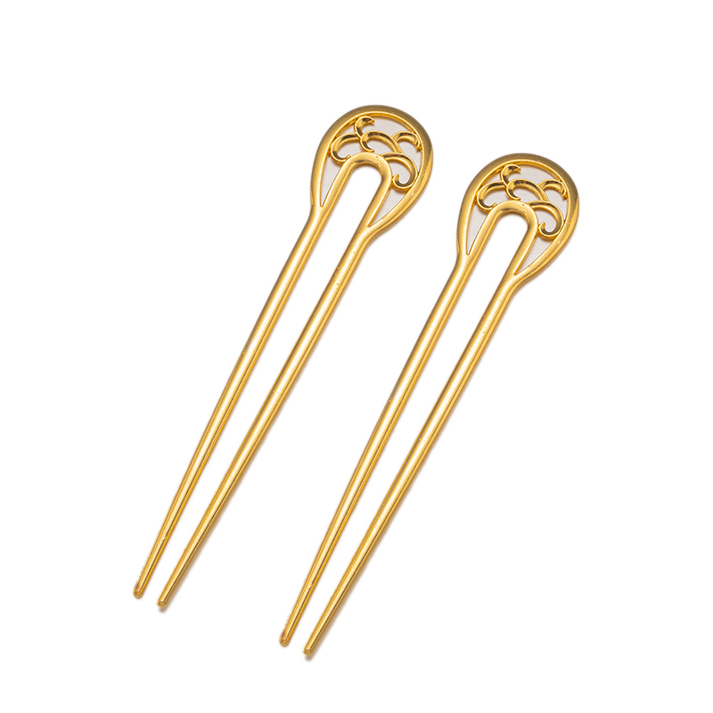 Horquilla clásica en forma de U para mujer y niña, horquillas Vintage para el pelo, 2 puntas, accesorio para el cabello, 1 piezas: Color amarillo dorado claro