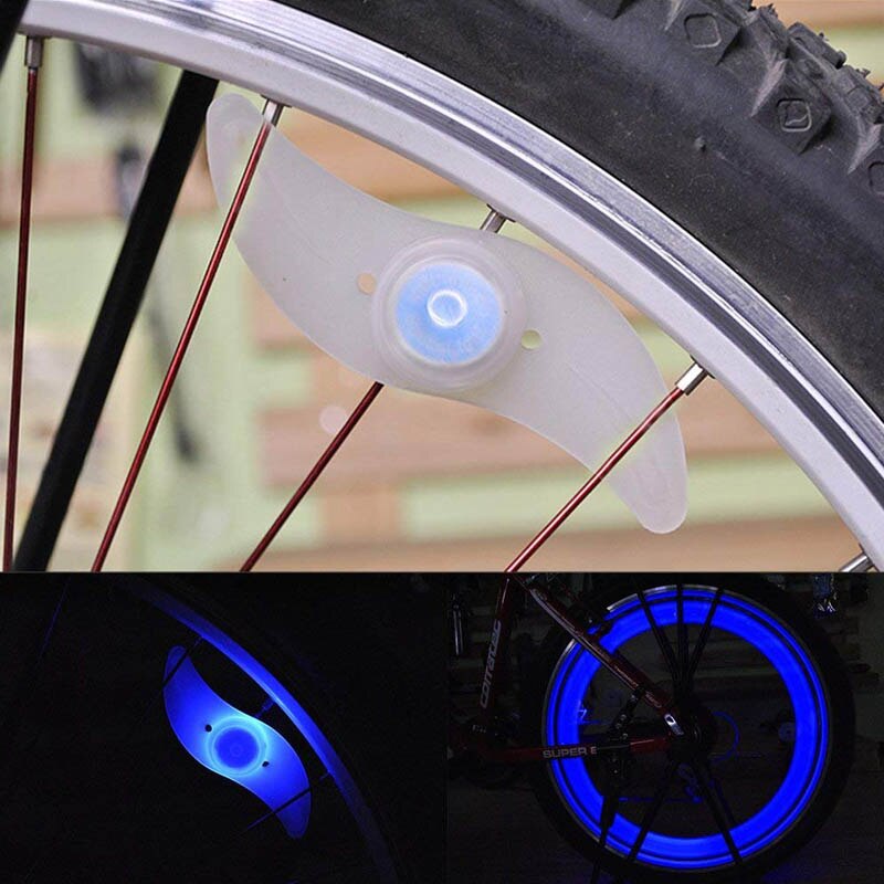 Fiets Spoke Lights Fiets Lamp Led Tyre Ventieldopjes Wiel Waterdichte Spaken Fietsen Lantaarns Fiets Accessoires: Blauw