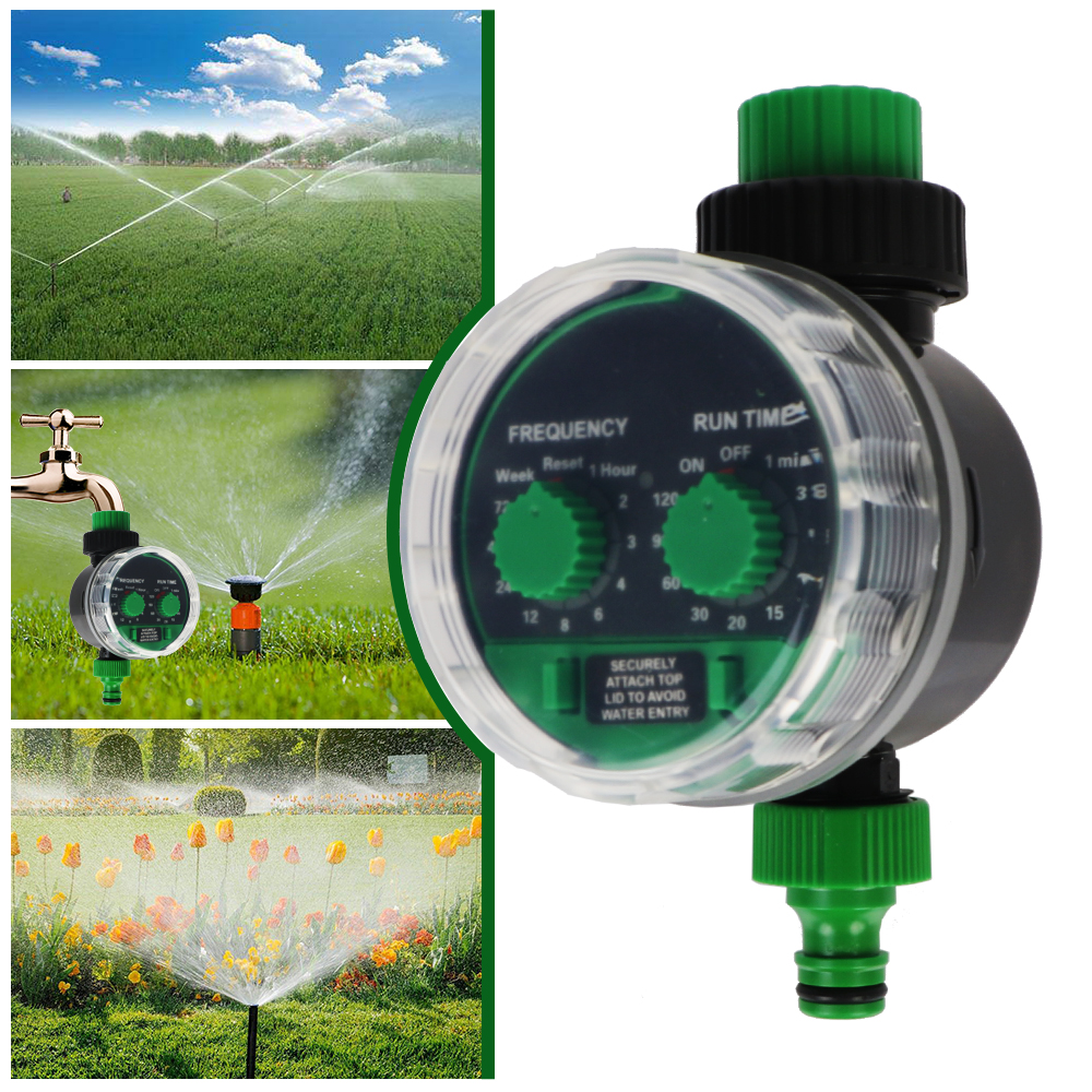 Two Dial Garden Automatic Irrigation Controller Electronic Water Timer Drip Irrigation System Battery Operated Ball Valve 21025