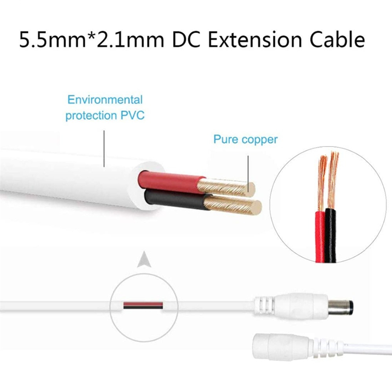 DC 12V WIFI Camera Extension Cable 5.5 * 2.1mm Male Female Power Cord Extended Wire Cable For CCTV Camera Router