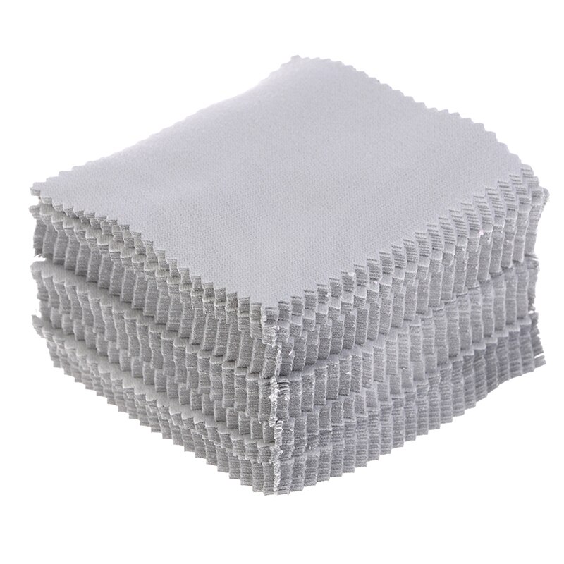 100Pcs Polish Reinigen Polijsten Doek Voor Zilver Goud Metalen Vegen Doek Houden Sieraden Shining Gereedschap Sieraden Gereedschap 8x8cm: GRAY