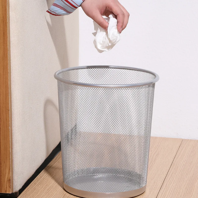 Metal Wire Mesh Trash Can for Home Office Kitchen Living Room Bathroom Metal Trash Bin Durable Waste Paper Basket