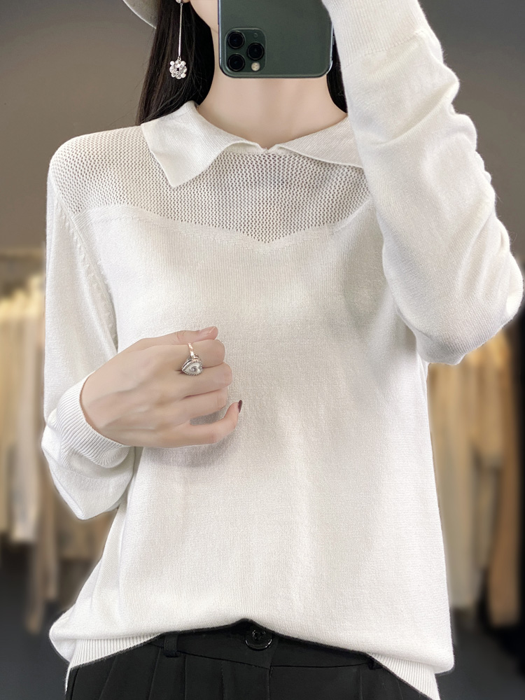 Mode Nieuwkomers Zijde Katoen Dames Trui Lange Mouw Peter Pan Kraag Truien Gebreide Jumper Dameskleding Bovenkleding