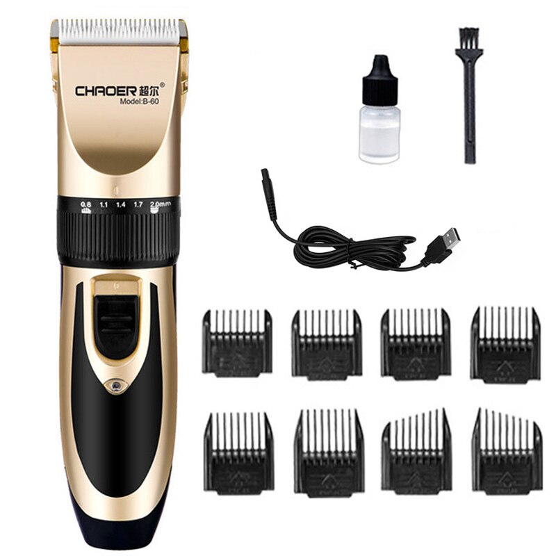 Rechargeable Men Adult Children hair clipper Electric Hair Clipper Electric Haircut Ceramic Hair Clippers Razor: Gold