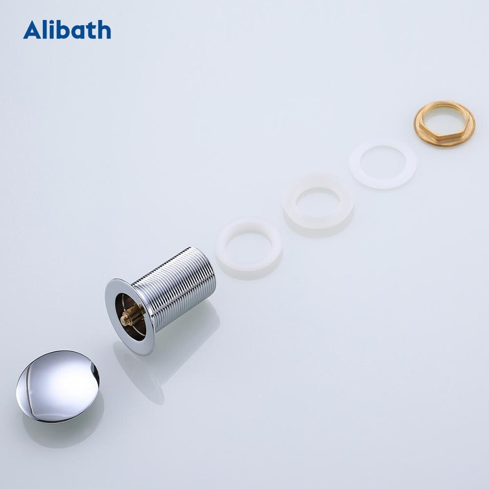 Brass Pop-Up Drain With/Without Overflow Hole Drain Bathroom Basin Push Down Waste Drainer Plug Bathtub Round, Chrome.