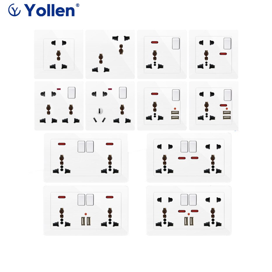 USB Power Socket, Many style Panel, Bedroom socket,AC110V-250V 13A Wall Embedded, Double usb Universal/UK/IN Standard Outlet