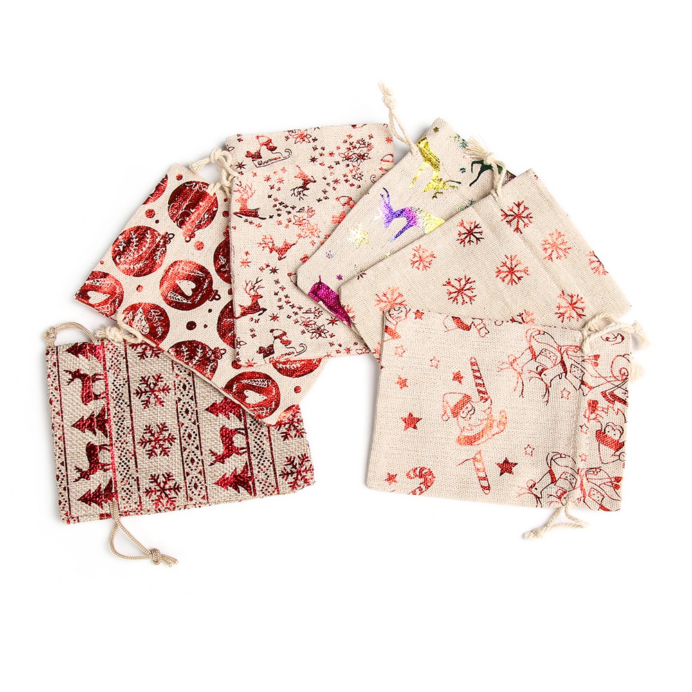 Portable Drawstring Bags Girls Draw Pocket Women Travel Pouch Christmas Print Jute Bags Drawstring Pouch