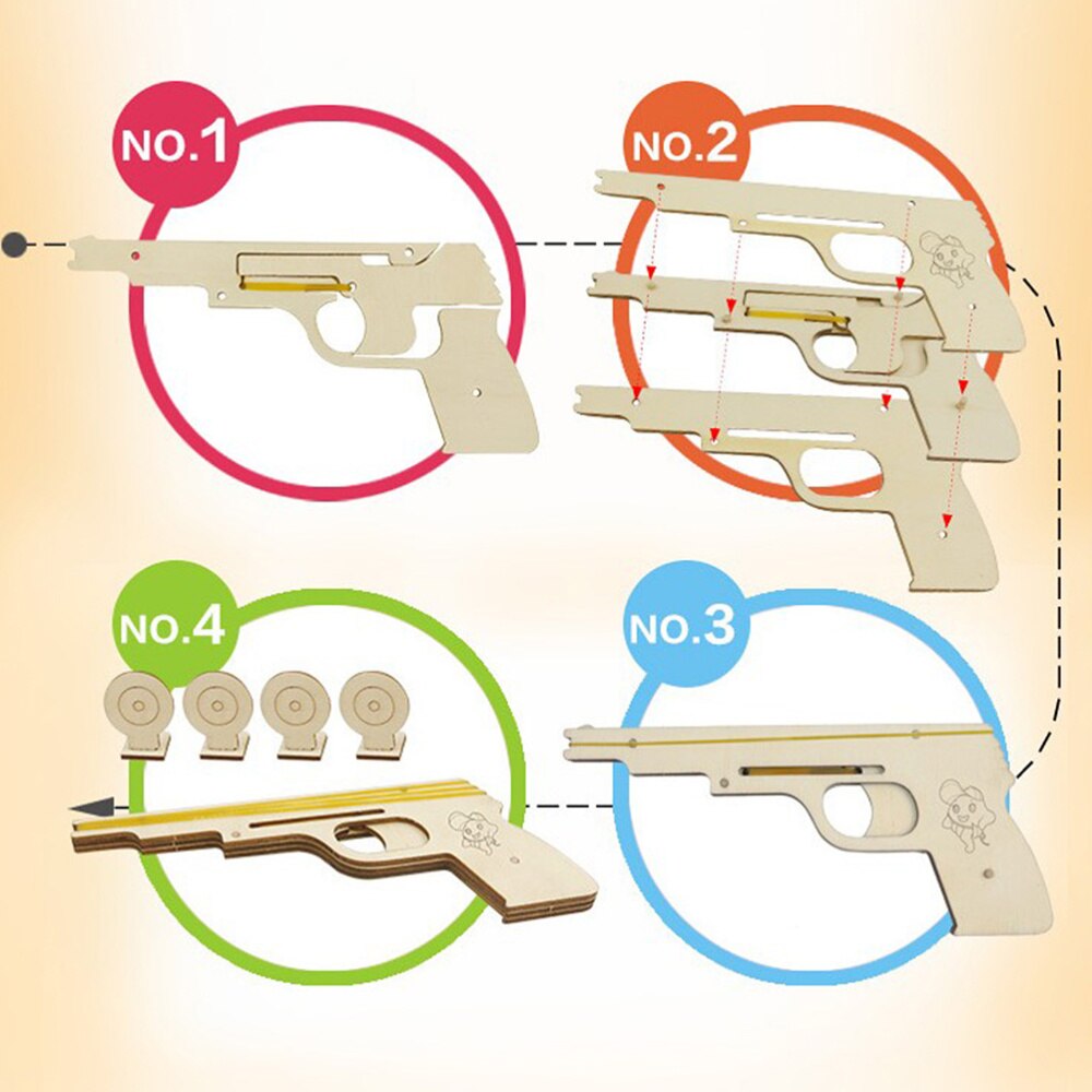 1 Set Rubber Band Shooter Sturdy Retro Wooden Assembled for Boys Children Students