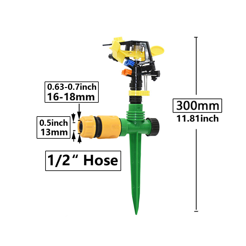 360 Degree Rotating Jet Sprinklers Double Outlet Rocker Nozzles1/2" Male Thread For Garden Farm Lawn Irrigation: Blue