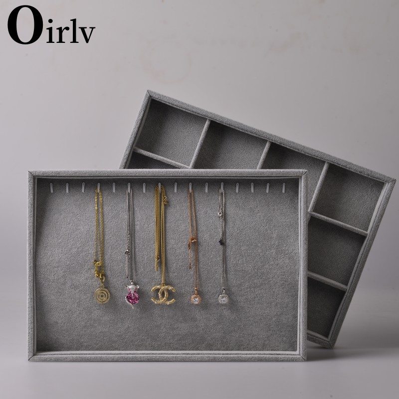 Oirlv-Plateaux à bijoux empilables en velours, PerfecSync Ders pour matiques, stockage de boucles d'oreilles, accessoires d'affichage