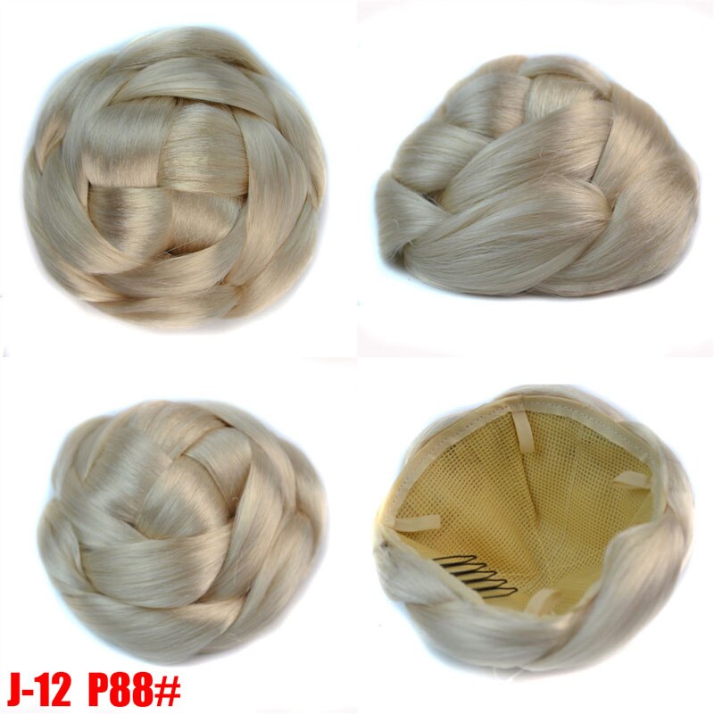 Jeedou trançado chignon cabelo sintético multi-camadas tranças almofada de pão de cabelo 10*6cm 60g redondo penteado elegante vintage updos