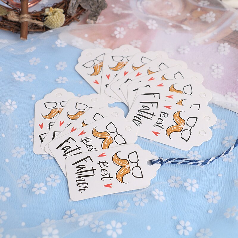 Juego de 50 unidades para el mejor día del padre, marcapáginas pintado, colgante con etiqueta