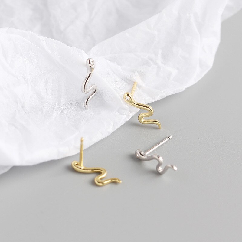 Ying Vahine delle donne punk di Stile Animale Del Serpente Orecchino 100% 925 in Argento sterlina a forma di Serpente Orecchini con Perno per le donne Dei Monili migliore Regalo