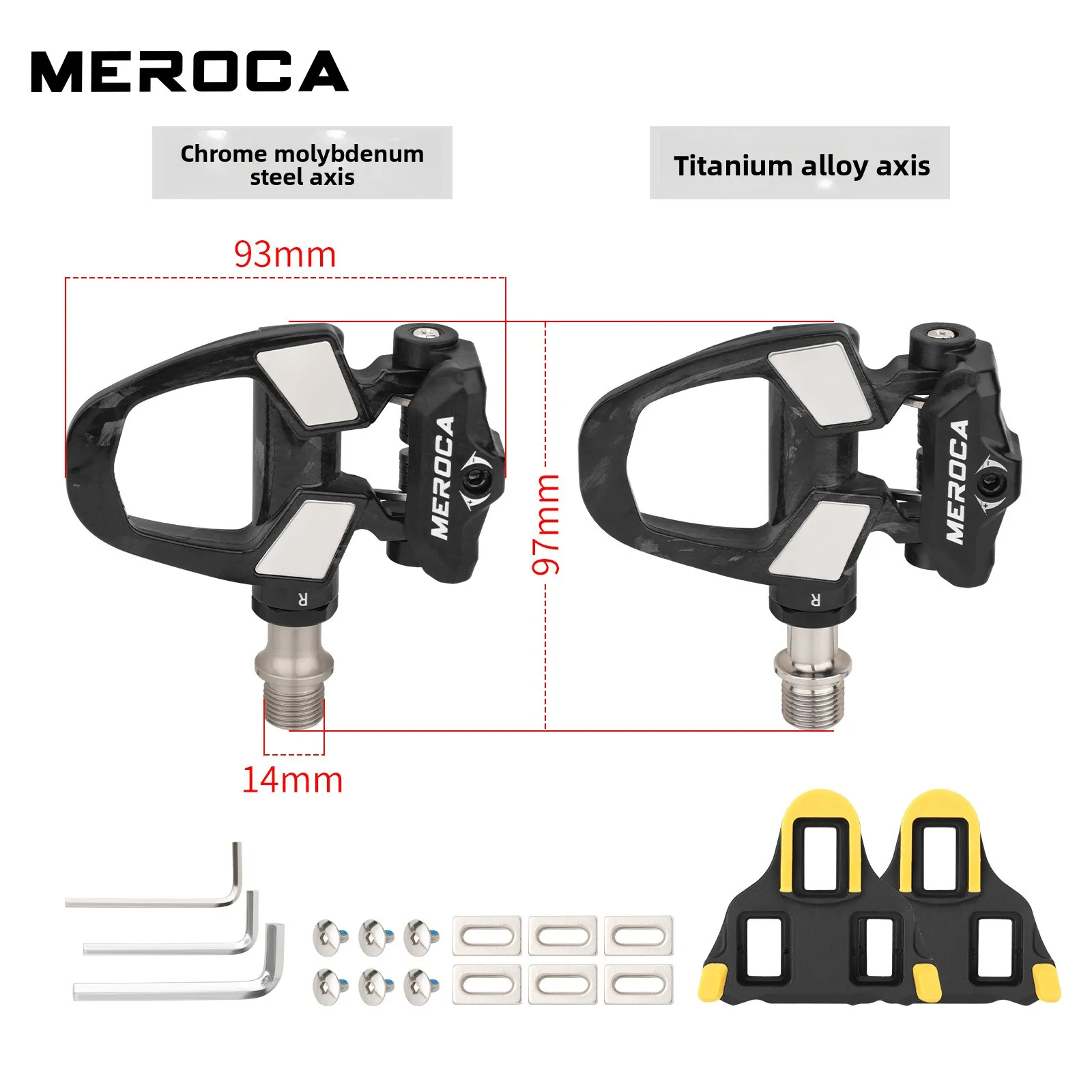 MEROCA fiets koolstofvezel slotpedaal drielager SPD slotpedaal concurrentiekwaliteit inclusief slotplaatset antislippedalen