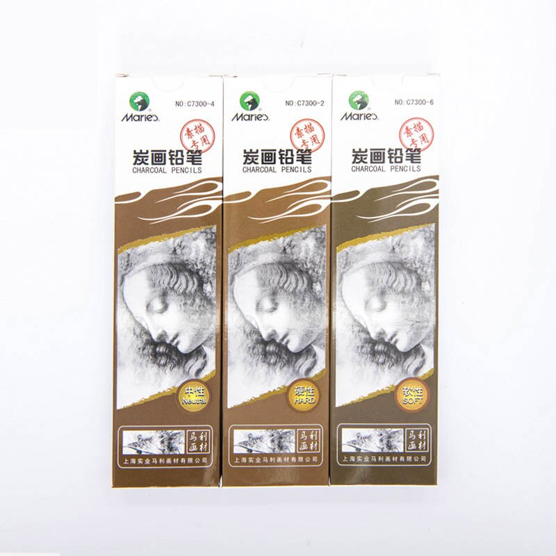 Maries 12 stks/doos Lood Zachte/Neutraal/Hard Houtskool Zwart Sketch Art Tekening Potlood Nontoxic Potlood Kunst Levert