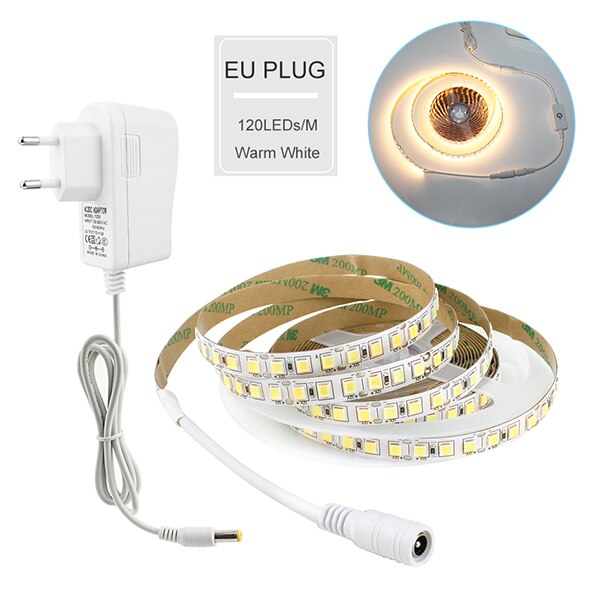 Dimbare Touch Schakelaar 4040 SMD LED Strip 12V 5M 110V 220V LED Flexibele Licht Diode Tape LED Lint Onder Kast Keuken Licht: 600led Warm White EU