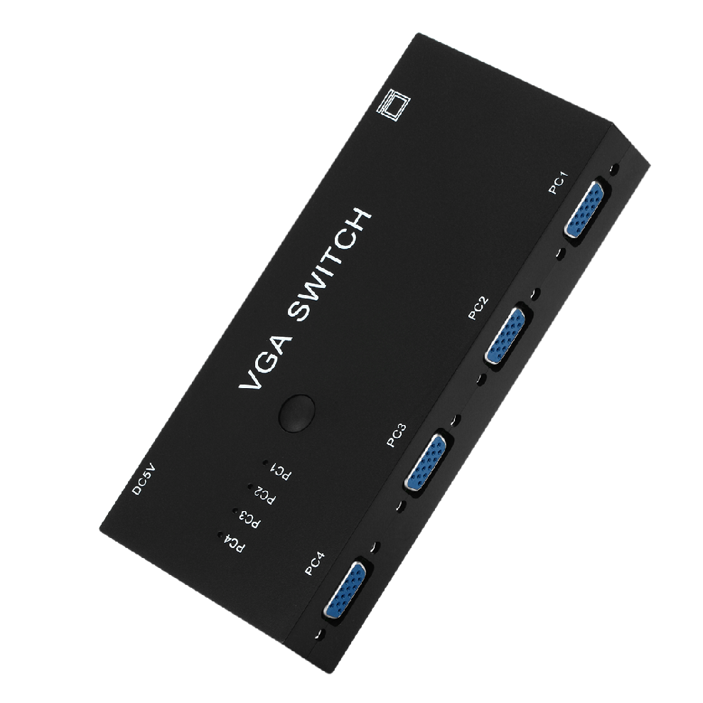 TQQLSS 4 In 1 Out VGA Switcher 4 Port VGA Switch Box VGA for Consoles Set-top Boxes 4 Hosts Share 1 Display Notebook Projector