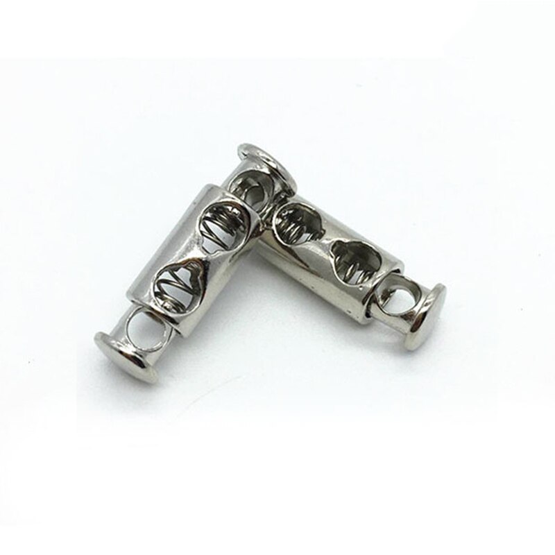 20Pcs Meetee 8mm Metal Cord Lock Stopper Double Hole Hat Clothing Lanyard Rope Stopper Button DIY Sewing Hardware Accessories: Silver