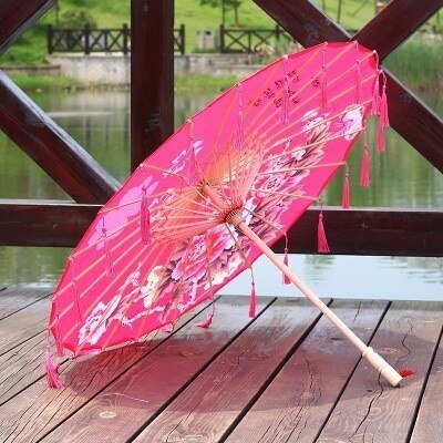 Seide Regenschirm regen frauen Tanz Stütze Cheongsam Geölt Papier Dach sonnenschirm guarda chuva paraguas mujer Hanfu quaste regenschirm: AW