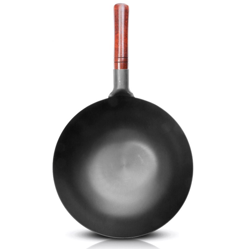 Chinese Handmade Traditional Iron Wok,Wooden Handle,No Chemical,Non-coating,Kitchen Cookware Restaurant Cookware