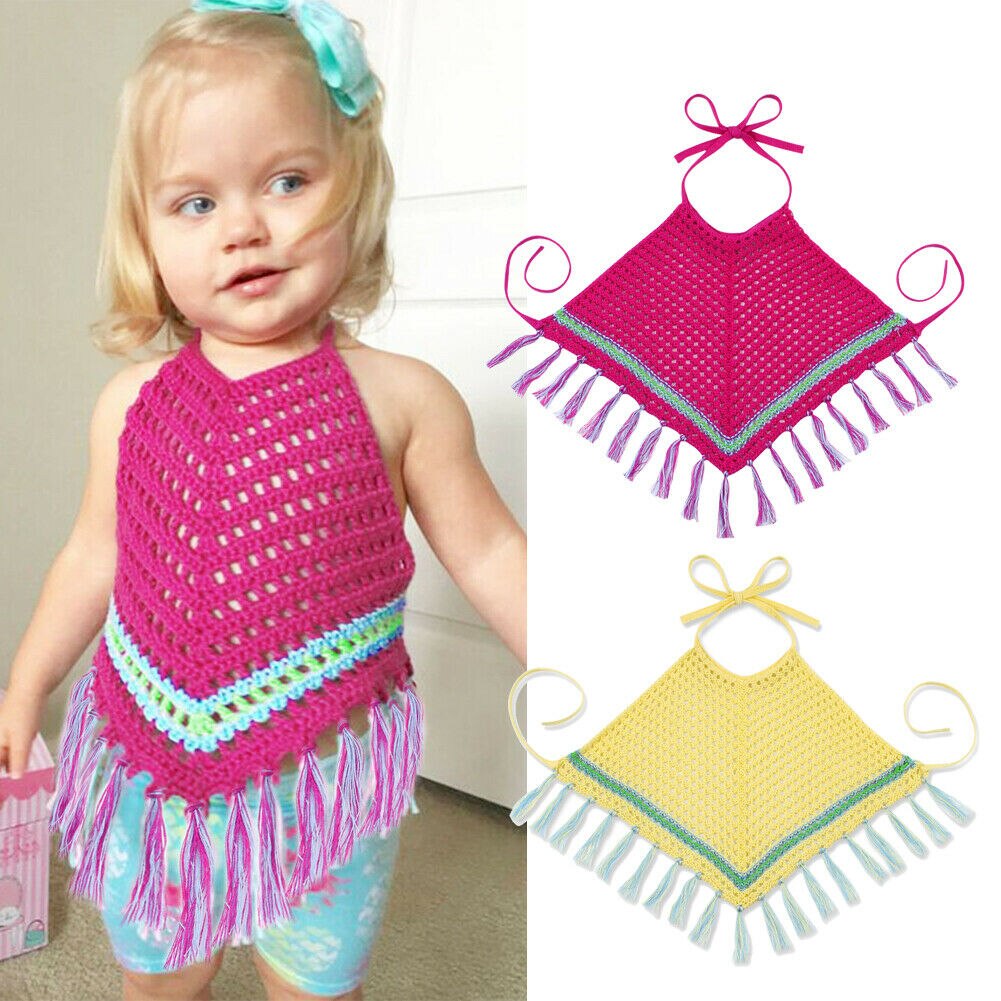 Appena nato Del Bambino Vestiti Della Ragazza Crochet Scava Fuori Backless Nappe Magliette e camicette One-Pieces Vestiti di Estate