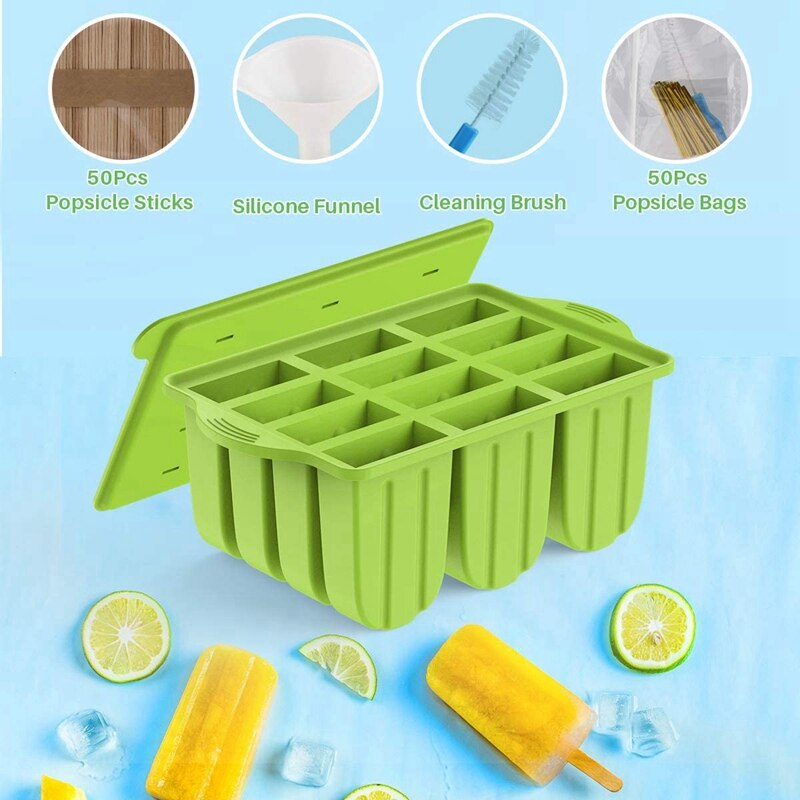 Silicone Popsicle Mold,Frozen Popsicle Mold Maker for Popsicle Ice Cream DIY,with 50PCS Popsicle Sticks Popsicle Bags