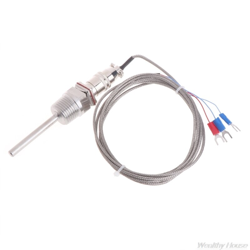 RTD Pt100 Temperature Sensor Probe L 5cm 1/2" NPT Thread w/ Detachable Connector D22 20