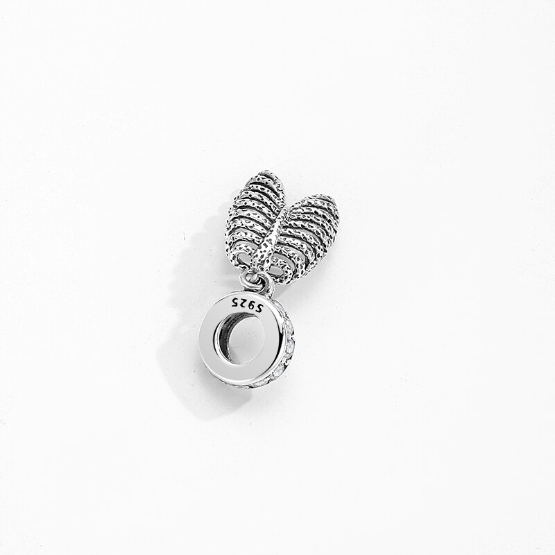 Nova forma de costelas 925 prata esterlina pingente contas se encaixa original stillhouse cz charme pulseiras finejewerly fazendo