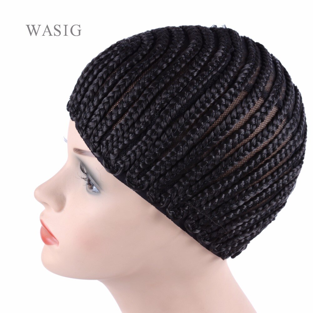 2pcs Large Crochet Wig Cap Easy Sew In Cornrow Wig Cap For Making Wigs Stretching 52-66Cm Super Ealstic Cornrow Cap Black