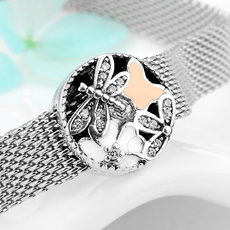 Forår guldsmede og sommerfugl 925 sterling sølv blomster charms clips perler passer til originale charms reflekser armbånd smykker