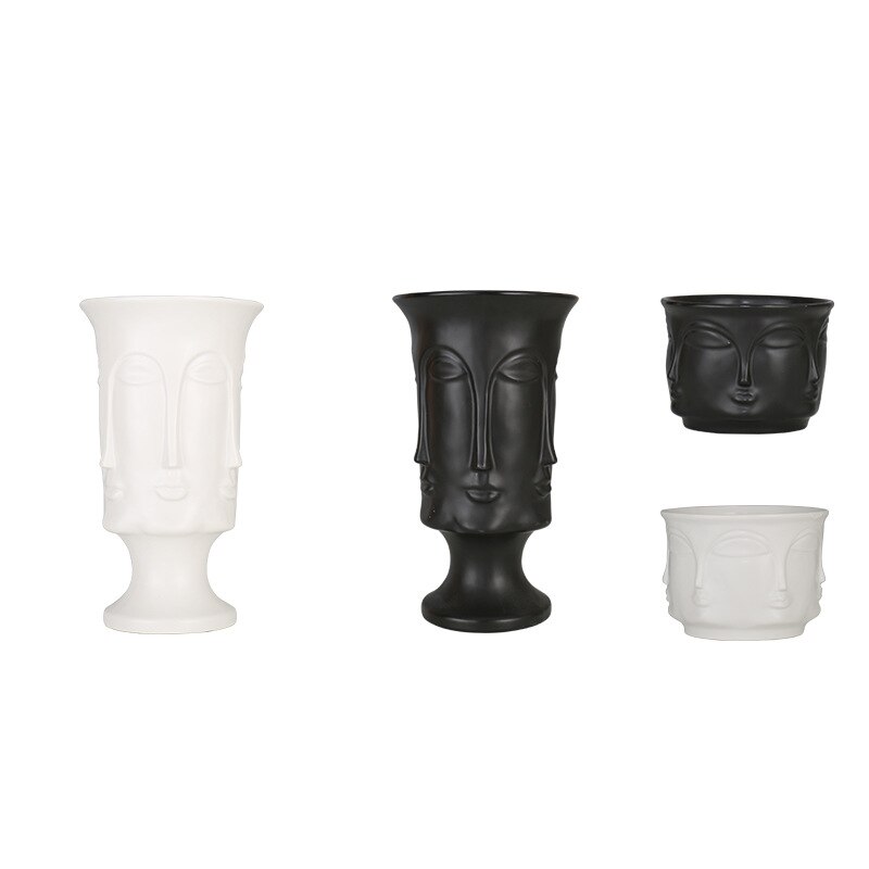 Nordic Facet gezicht Keramische bloempot Matte matte Goud Zilver Creatieve bloempot decoratie