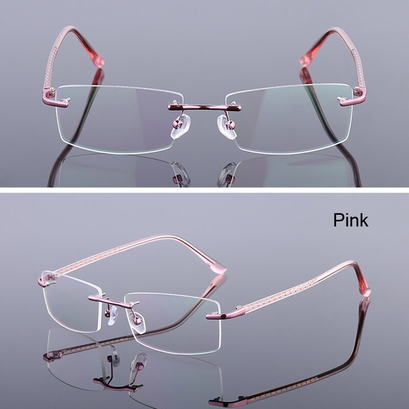 seemfly Anti-light Rimless Glasses Frame Women Vintage Classic Square Frame Titanium Men Optical Myopic Spectacle Eyewear