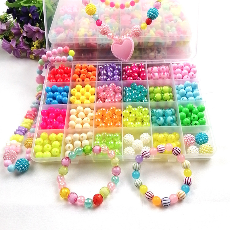 Jouets de perles pour enfants, 24 grilles, puzzle fait à la main, jouets pour filles, Kit Bracelets avec ensemble d&#39;accessoires