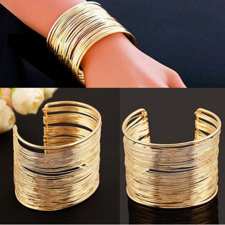 Punk Multilayer Strings Armband Zinklegering Draad Opening Manchet Bangle Voor Vrouwen Glinsterende Wrap Armband