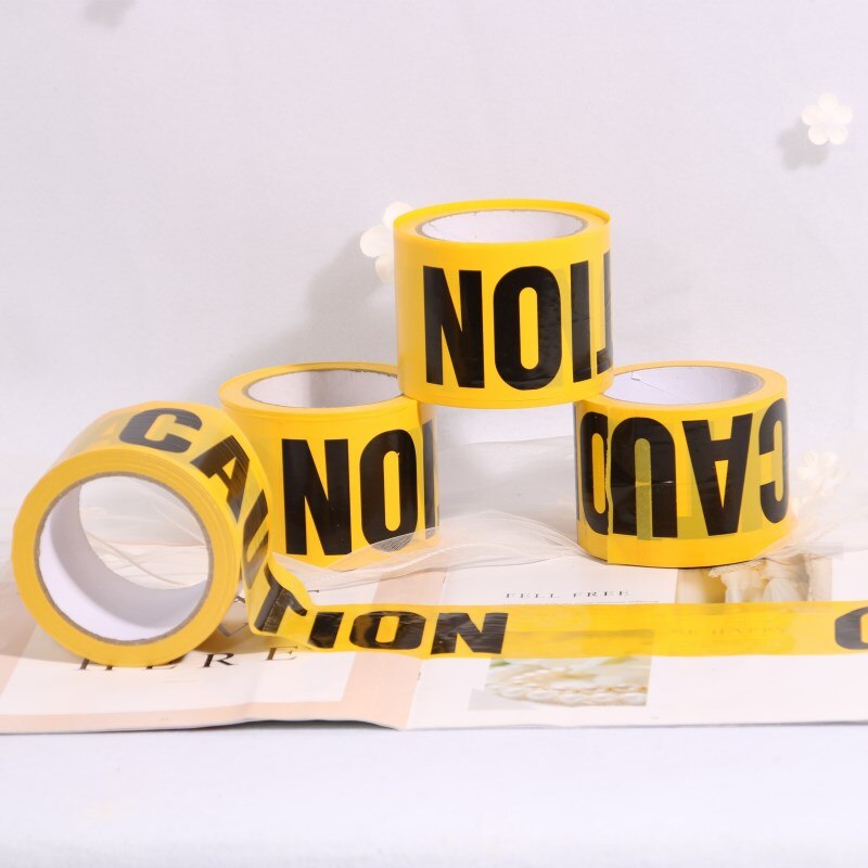 7.5cm x 100M /roll Yellow Caution Tape No Adhesive Warning Tape Safety Barrier Barricade Photo photography Props Tapes