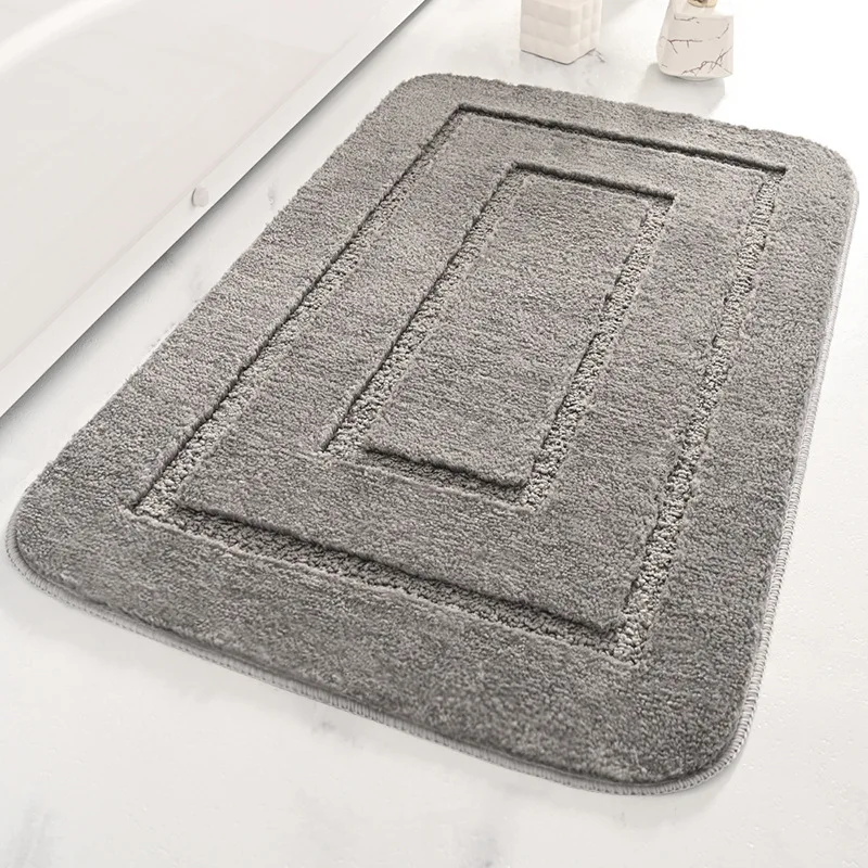 Bathroom Rug Microfiber Shaped Absorbing Non Skid Solid Color Lavatory Carpet Washroom Essentials Latest Bath Mat Water Soaking: 45x70cm / Red