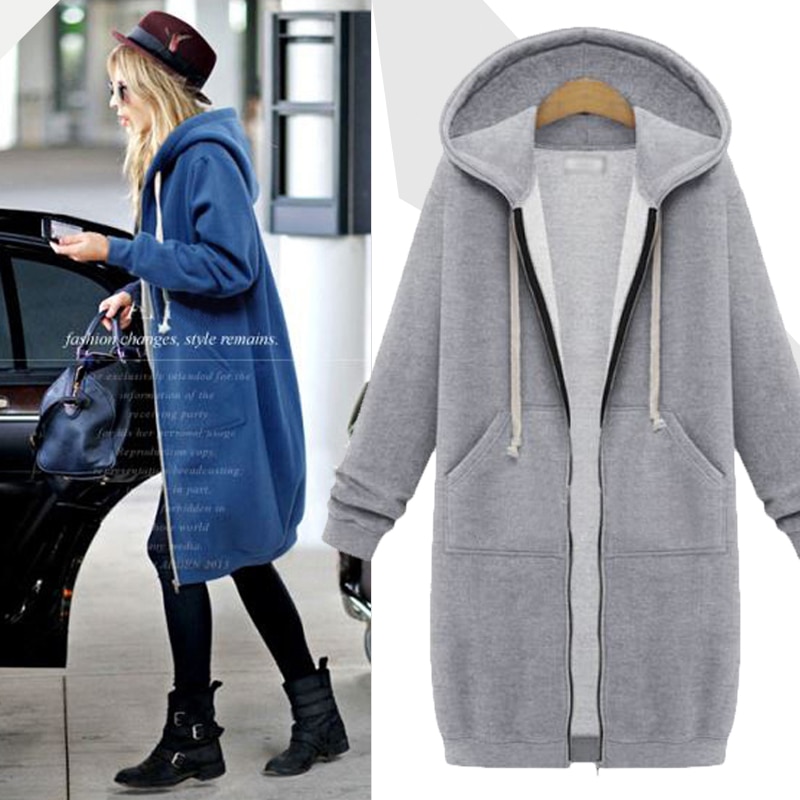 Plus size 5xl dames jas lange jas herfst casual winter capuchon jas dames trui dames vest rits jassen windjack