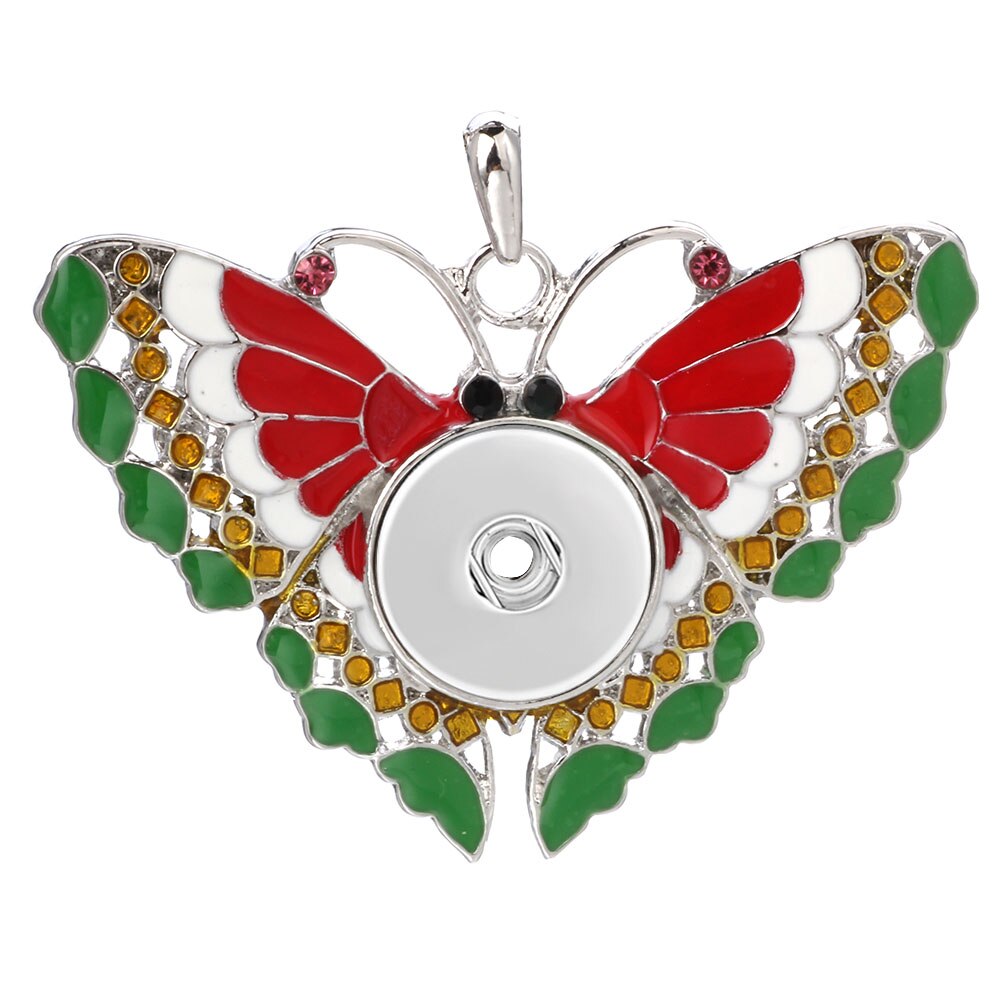 Colorful Butterfly Snap Button Pendant Jewelry Fit 18mm Metal Snap Buttons Jewelry Snap Pendant Necklace ZG146: 8