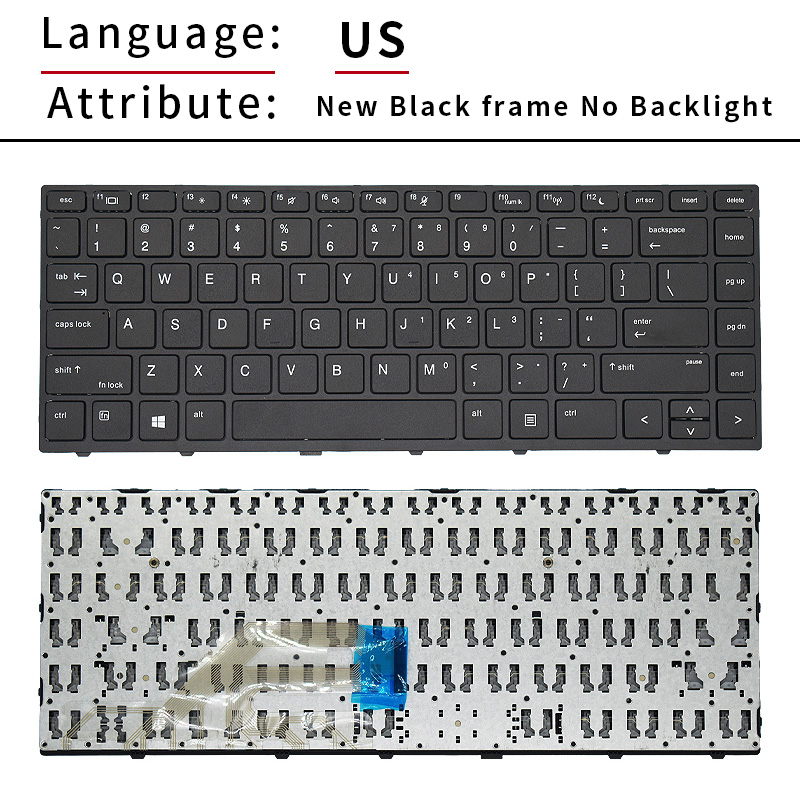 Märkesoriginal för hp probook 430 g5 440 g5 445 g5 640 g4 640 g5 engelskt laptoptangentbord amerikanskt  l01071-001 l00735-001: Silver-